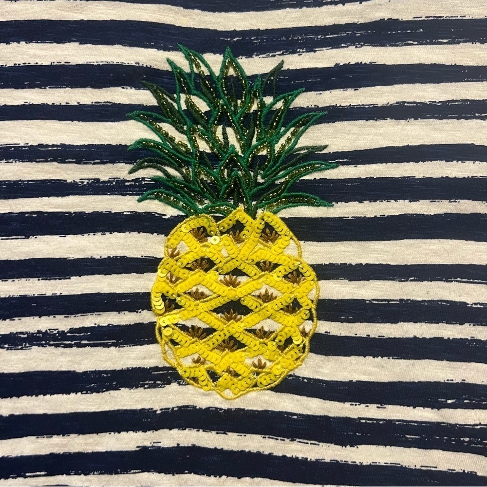Talbots womens SEQUINED PINEAPPLE TEE MP - Picture 3 of 7